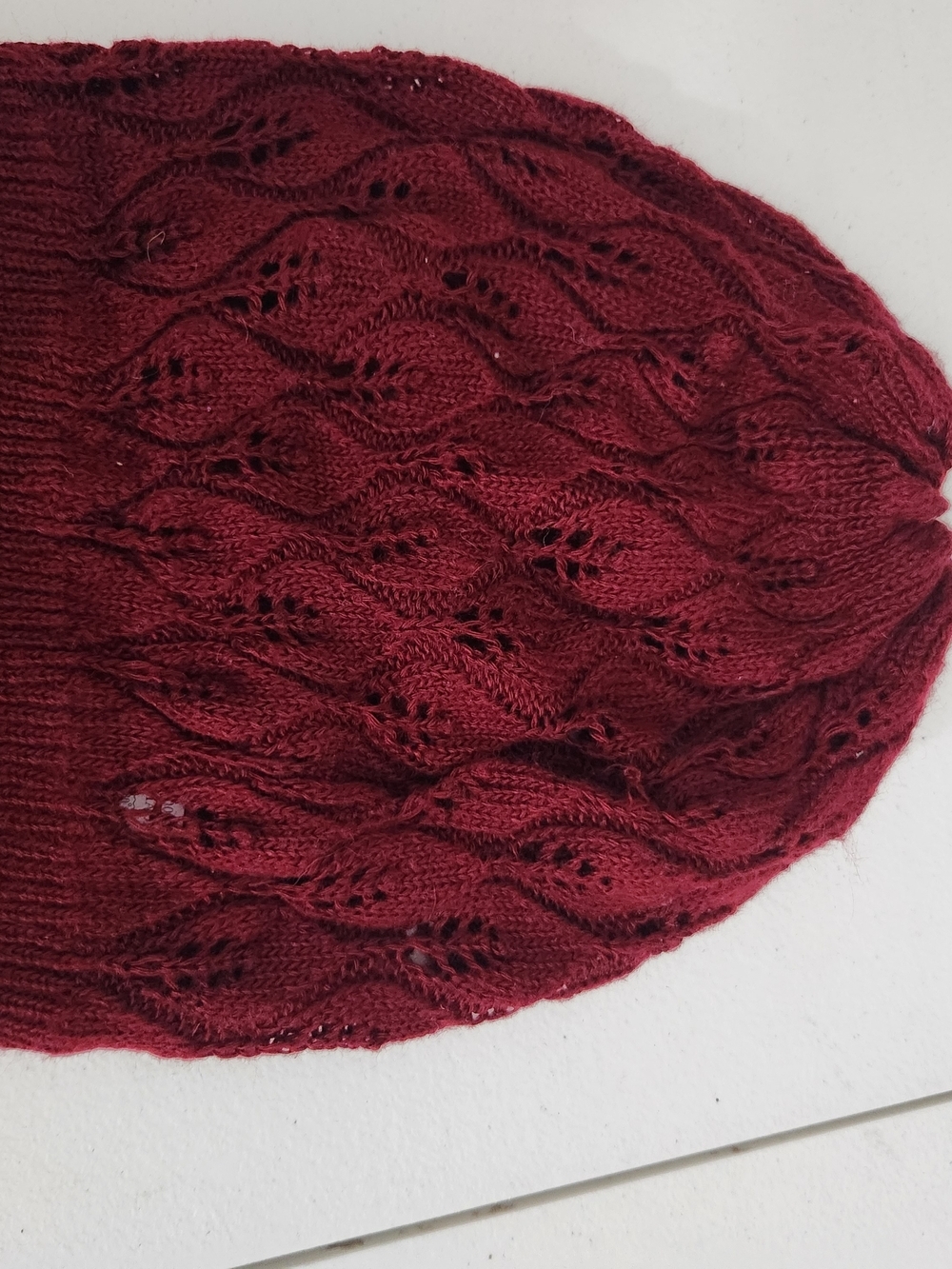 Women's Red Lace-Knit Beanie Hat